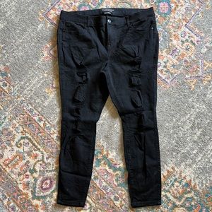 Torrid bombshell skinny distressed black jeans